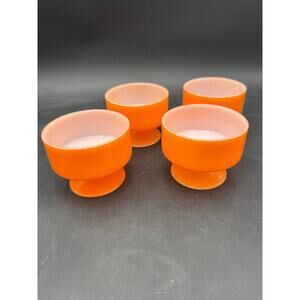 Vintage Federal Orange Milk Glass Sorbet Cups Set of 4